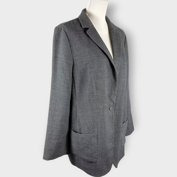 J. Jill Oversize Blazer Jacket One Button Notched Collar Gray Tweed Size Large - Picture 2 of 9